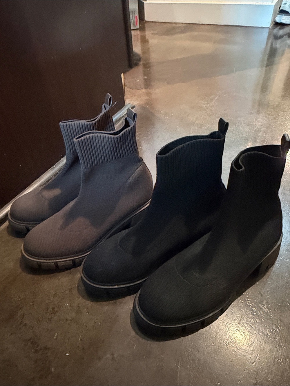 Sock, Knit Boots - Black and Brown